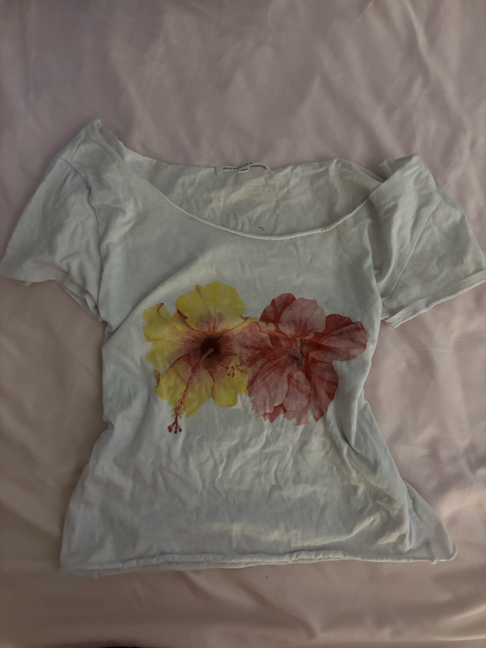 DUBE White Fox Boutique White Tee with Yellow and Red Floral Print